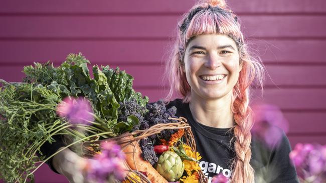 Hannah Moloney runs Good Life Permaculture. She has just published a new book called The Good Life: How to Grow A Better World, offering people practical advice to live happily and sustainably. Includes things like growing your own tea, building a DIY water tank, making yoghurt etc. Picture Eddie Safarik / News Corp Australia