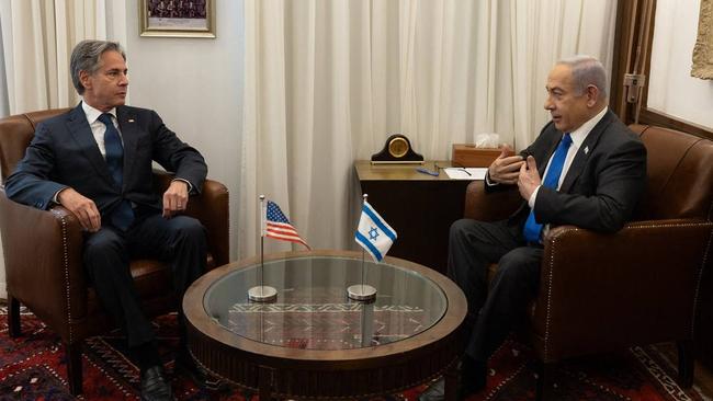 US Secretary of State Antony Blinken held a three-hour meeting with Israeli Prime Minister Benjamin Netanyahu. Picture: AFP.