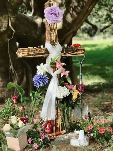 The memorial built by Amy Cox's friends near the Kamerunga bridge where she died on Saturday. Picture: Supplied