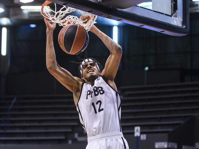 Rupert in action during a Under 18 fixture in Belgrade, Serbia in May this year. Picture: David Grau/Euroleague Basketball via Getty Images.