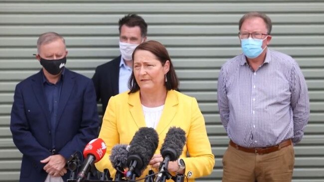 Anthony Albanese, Dr Michael Holland, Chris Minns and Fiona Phillips announcing the facility on January 27, 2022. Picture: Supplied