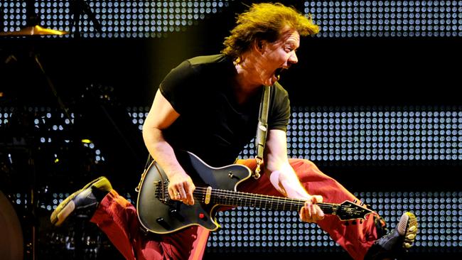 Eddie Van Halen of Van Halen performs in 2012 in Inglewood, California.