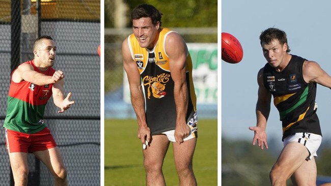 Prime movers: From left, Pines’ ex-AFL man Shane Savage, Frankston YCW co-captain Blake Mullane and ex-Richmond dasher Jake Aarts.