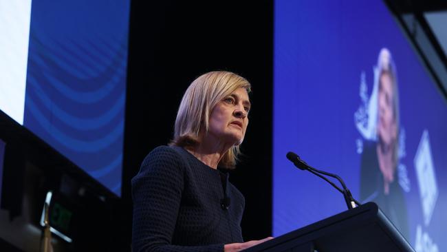 ASIC deputy chair Sarah Court speaks at the ASIC Annual Conference at the Hilton hotel. Picture: John Feder