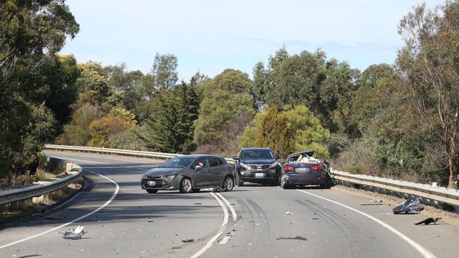 Double fatality crash on Algona Road between Kingston and Blackmans Bay in August last year. Picture: NIKKI DAVIS-JONES