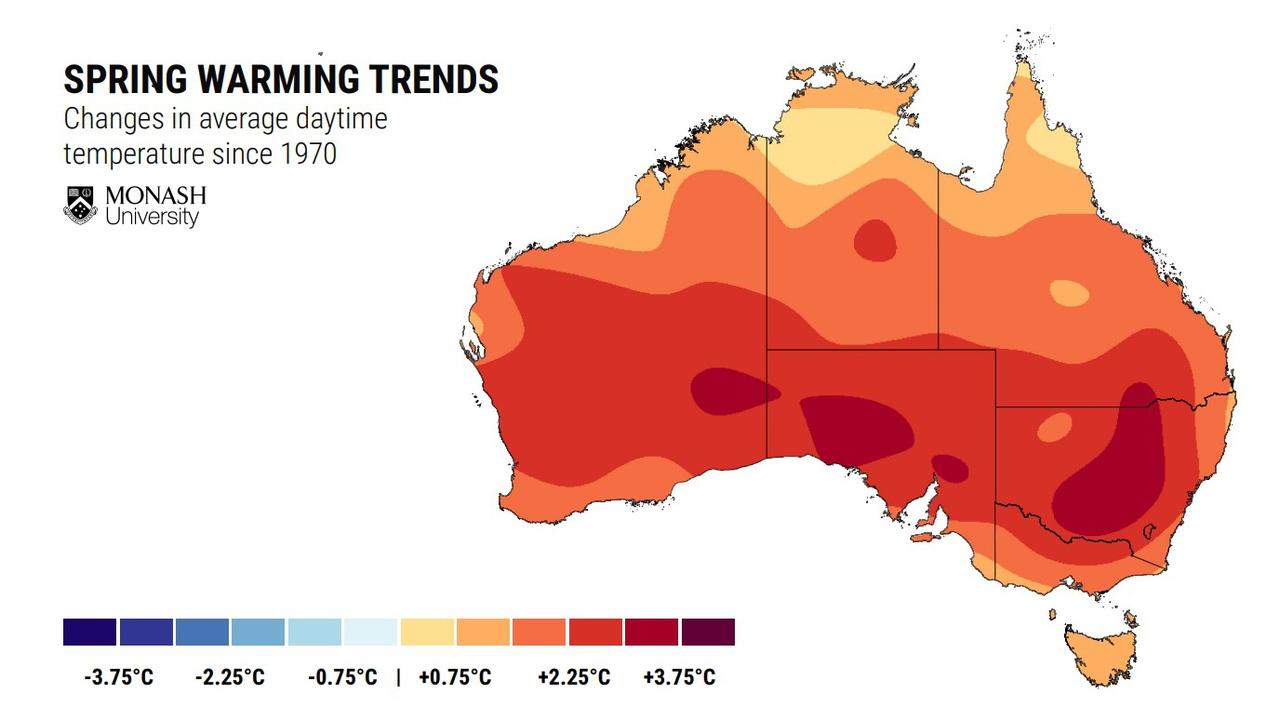 November daytime and night time heat records were broken in scores of places in 2020. Picture: Monash University.