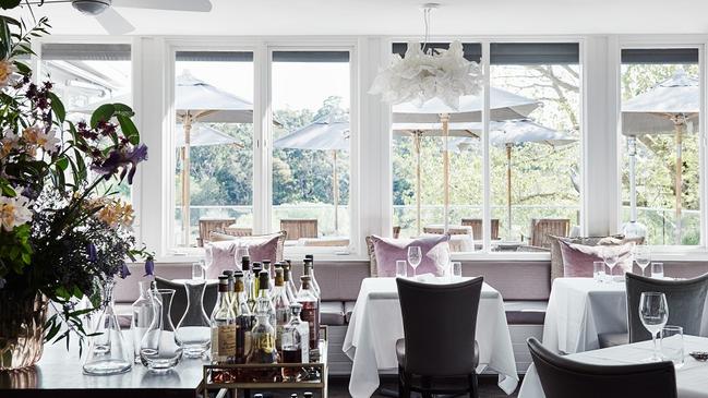 Light-drenched Lake House restaurant features views of the rambling gardens.