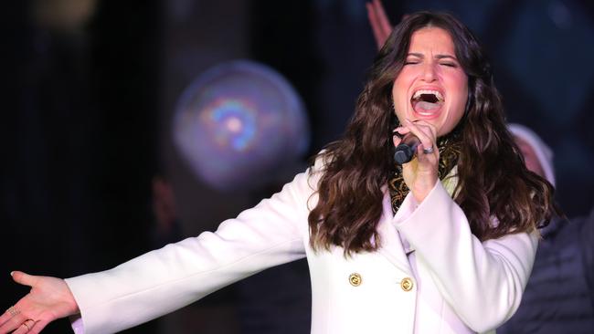 Idina Menzel performing at the Disney Frozen 2 holiday windows unveiling in New York. Picture: Getty