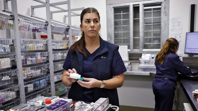 Nurse Kaila sorting medication for the inmates. Picture: Sam Ruttyn