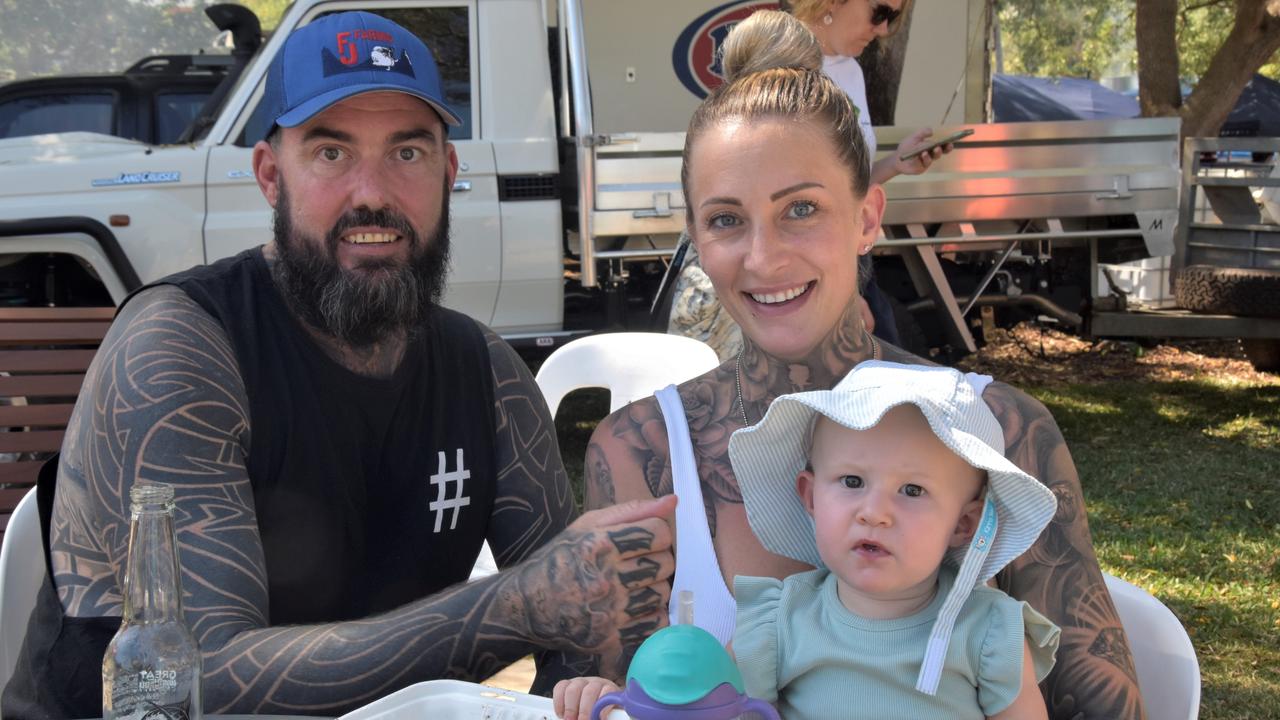 Josh, Sara, and Kirra were among thousands of Territorians enjoying the 2023 Greek GleNTi on the Darwin Esplanade. June 10, 2023. Picture: Sierra Haigh