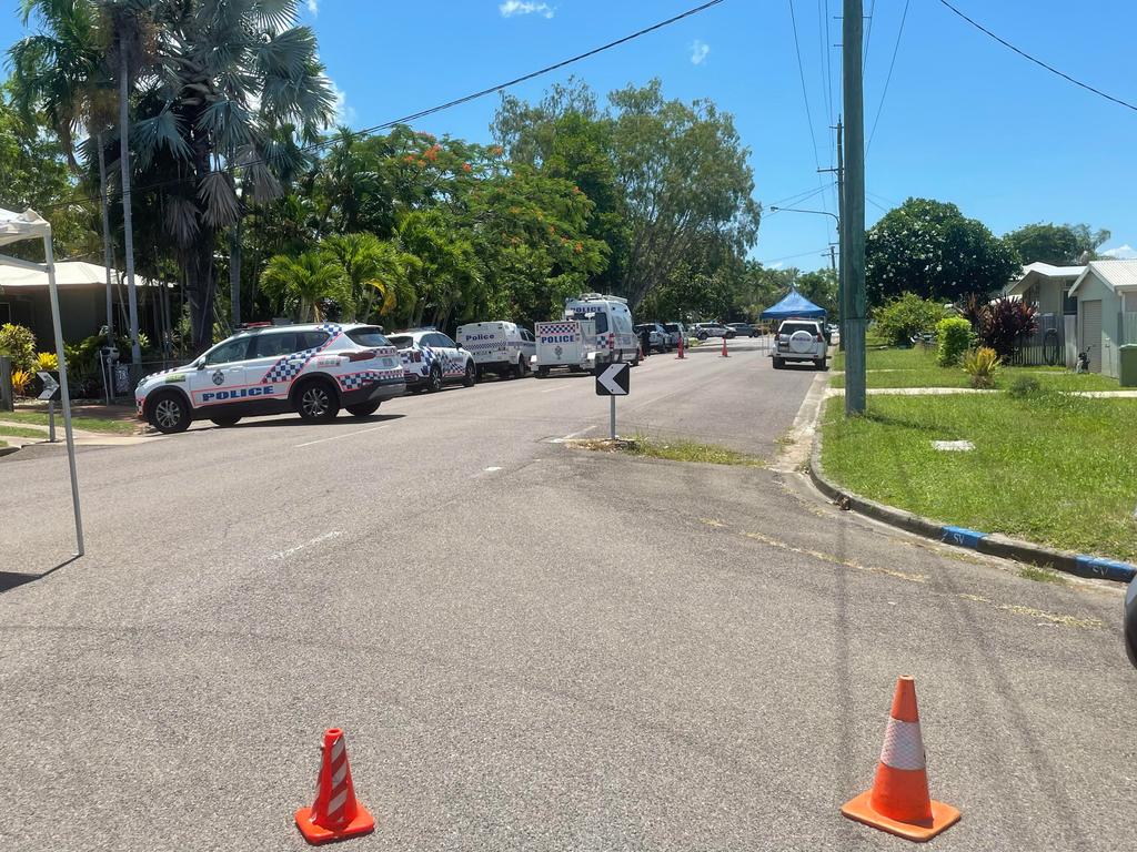 Police have blocked a street in Mundingburra. Picture: Daniel Shirkie.