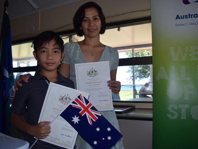 John, 10, and Venus Bishop officially became Australian citizens at the Australia Day Citizenship Ceremony in Bowen. Photo: Elyse Wurm