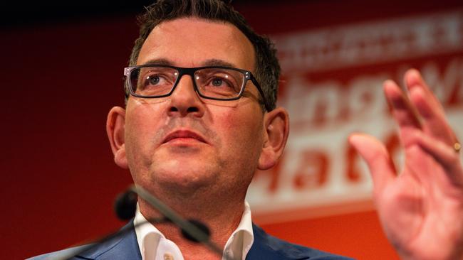 MELBOURNE, AUSTRALIA - NOVEMBER 26: Victorian Premier Daniel Andrews delivers his victory speech at the Labour election party in his seat of Mulgrave on November 26, 2022 in Melbourne, Australia. Victoria went to the polls on Saturday, with the incumbent Labor government of Daniel Andrews leading Matthew Guy's Liberals by a wide margin in pre-election surveys. (Photo by Asanka Ratnayake/Getty Images)