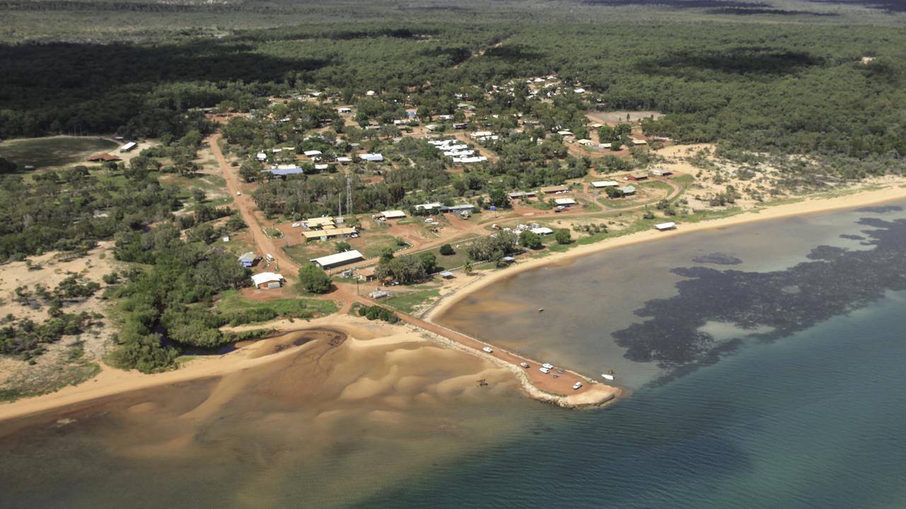 An aerial view over an Indigenous township on Groote Eylandt where a plane crashed during an emergency landing. Picture: AAP Image/Stephanie Flack