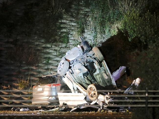 The Ford Falcon and Toyota RAV4 collided, killing one man. Picture: Steve Tyson