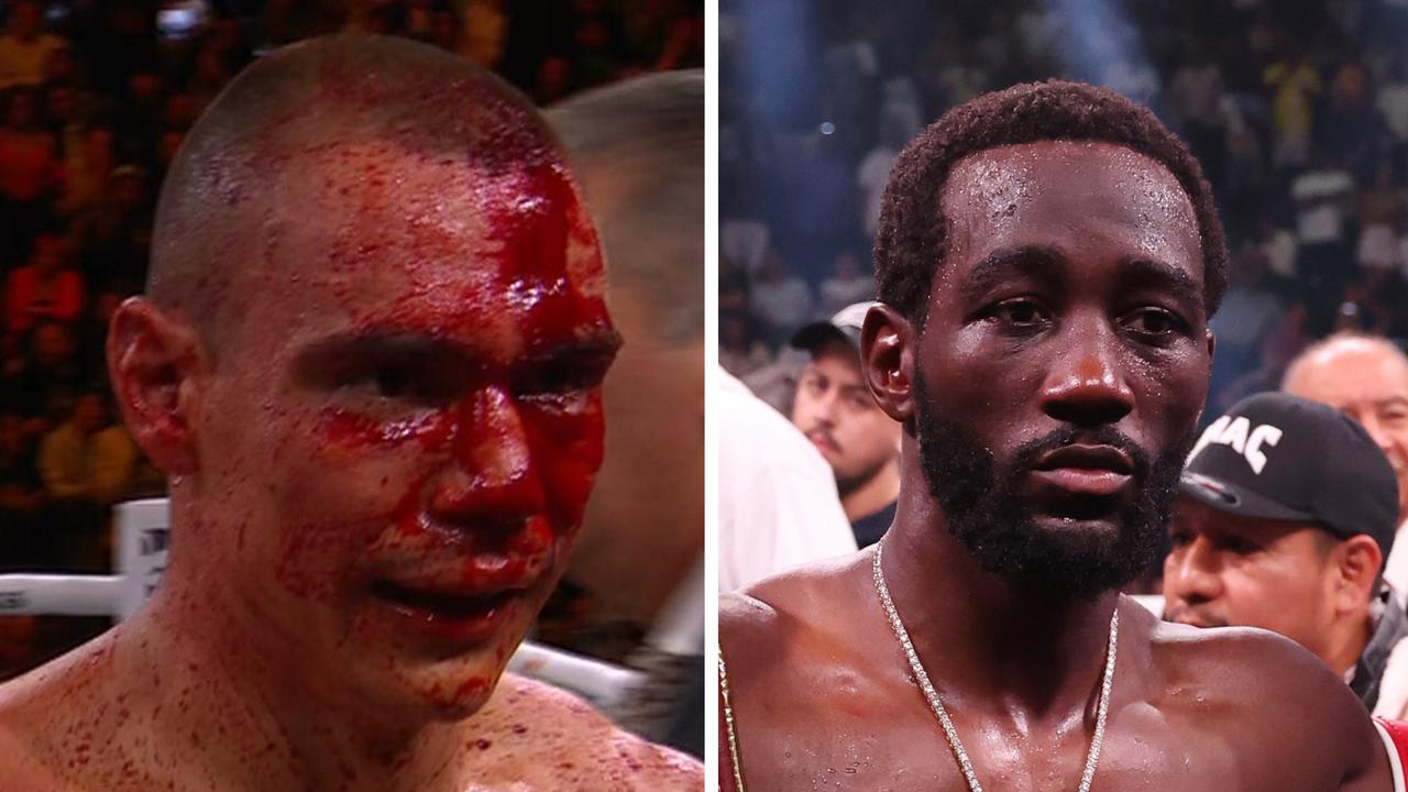Terence Crawford reacted as Tim Tszyu's unbeaten run ended. Picture: Supplied