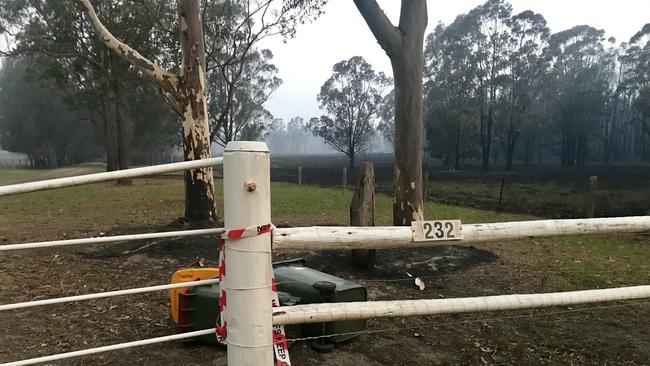 The property at Johns River where bushfire victim Julie Fletcher was found dead after the Crowdy Bay bushfire burnt through the area. Picture: Nathan Edwards