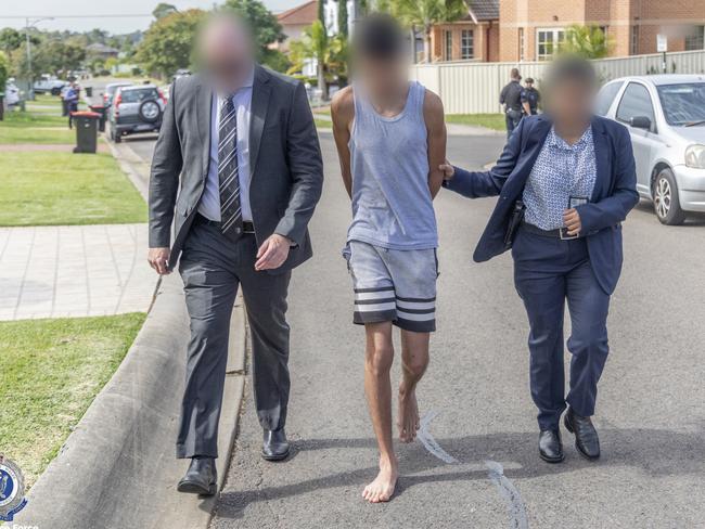 Seven people, including five teenagers, were arrested after search warrants at 13 locations were executed in Sydney and Goulburn on Wednesday. Picture: NSW Police