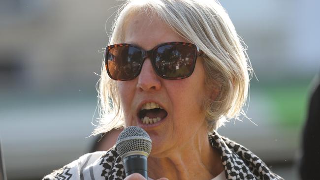 Pro-Palestinian protest on the corner of Sydney Road and Bell Street Coburg. Meri Bek Councillor Sue Bolton. Picture: Jason Edwards