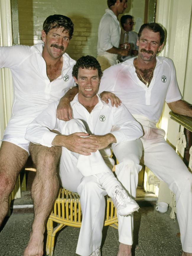 Iconic Australian cricketers Rod Marsh, Greg Chappell and Dennis Lillee. (Photo by Allsport/Getty Images/Hulton Archive)