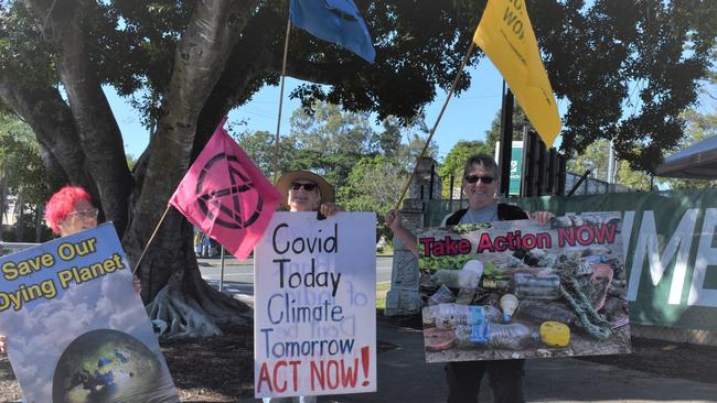 Extinction Rebellion protesters were eager for Ipswich showgoers to hear their message. Photo: Ebony Graveur