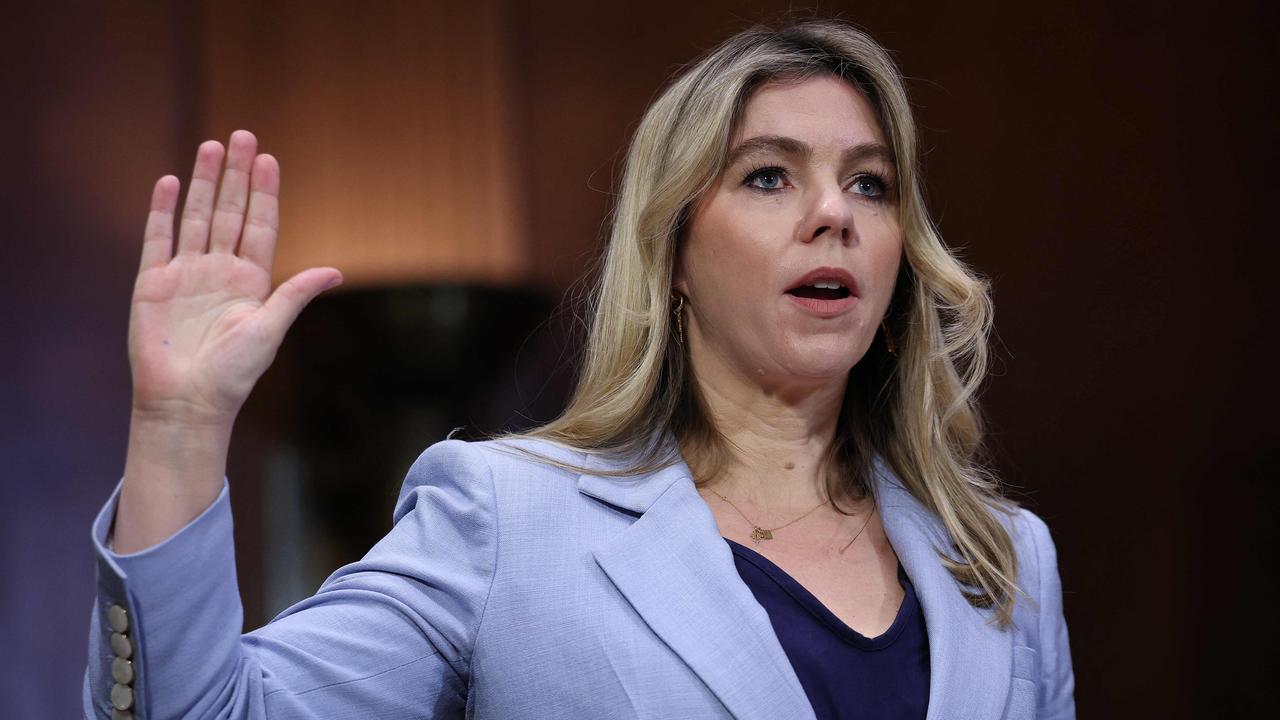 Meta whistleblower Sarah Wynn-Williams gives evidence before a US Senate Judiciary Committee in April. Picture: Getty Images