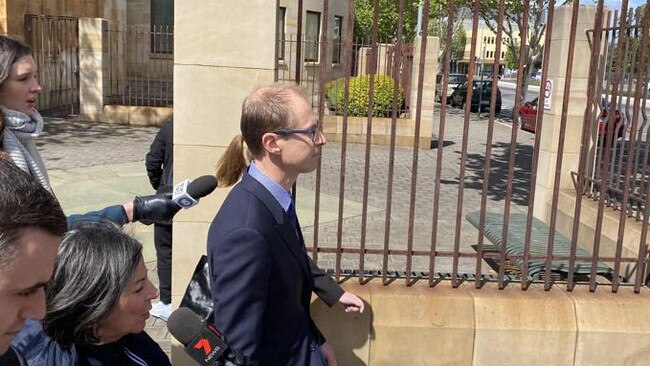 Luke Tregloan leaves the Adelaide Magistrates Court after the court refused to change his bail address which would have been closer to his alleged victims.