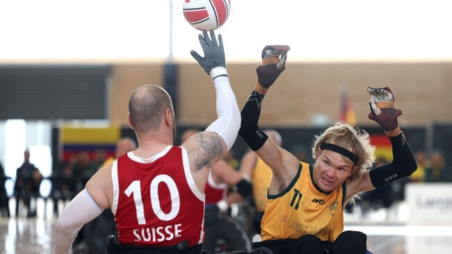 Australia's wheelchair rugby player Beau Vernon, right, will compete in the Paris Paralympics. Picture: Paralympics Australia