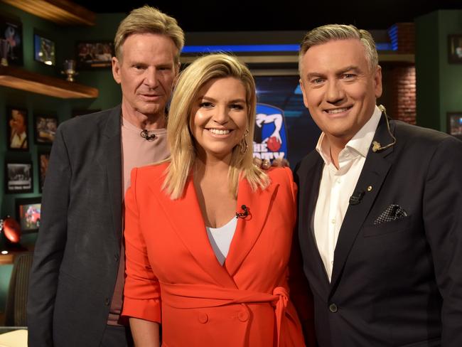 Sam Newman, Rebecca Maddern and Eddie McGuire. Picture: Supplied