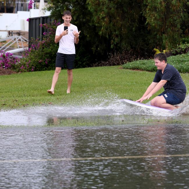 Kids make the most of the conditions.