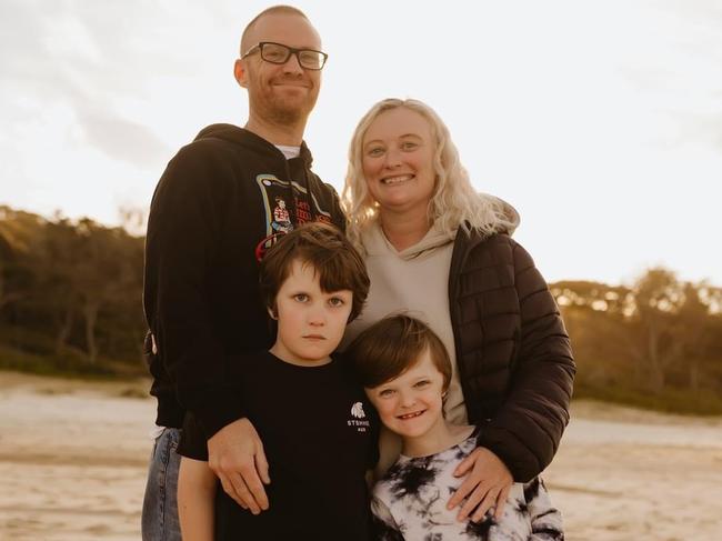 Tim, Megan and their two sons in Lorne. Tim was diagnosed with early on-set dementia. Picture: Supplied