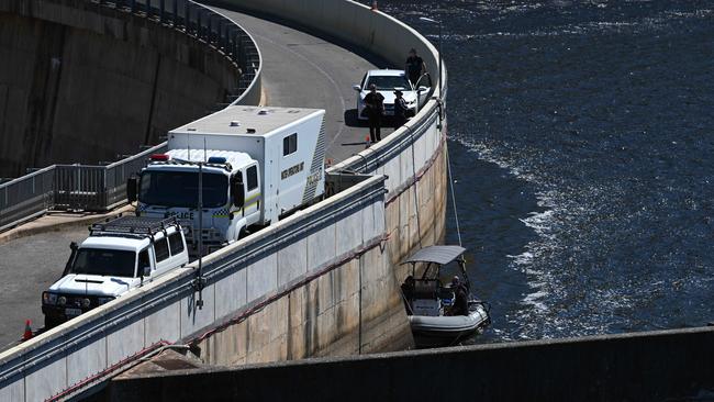 Task Force Southern searching the Myponga Reservoir in February. Picture: NCA NewsWire / Naomi Jellicoe