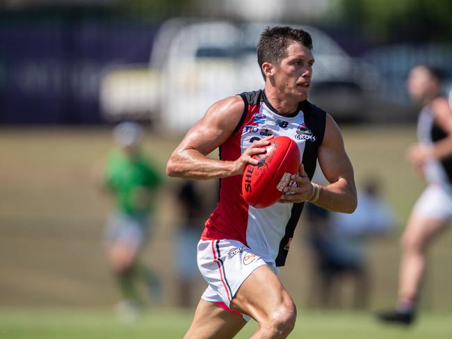 Matt Shannon playing for Southern Districts against PINT in Round 4 of the 2024-25 NTFL season. Picture: Pema Tamang Pakhrin