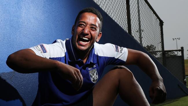 WARNING CHECK WITH JAMES SILVER DAILY TELEGRAPH SPORT BEFORE USE – Brandon Wakeham poses for a portrait during a Bulldogs NRL media opportunity at Belmore Oval, Sydney. Picture: Brett Costello