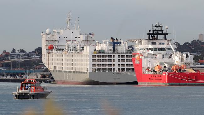 The Al Kuwait, a live export ship docked in Fremantle harbour. Picture: AAP