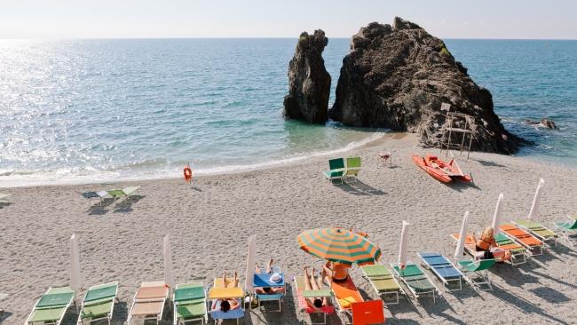 Soon you can relax on a beach in Monterosso, Cinque Terra, Italy.