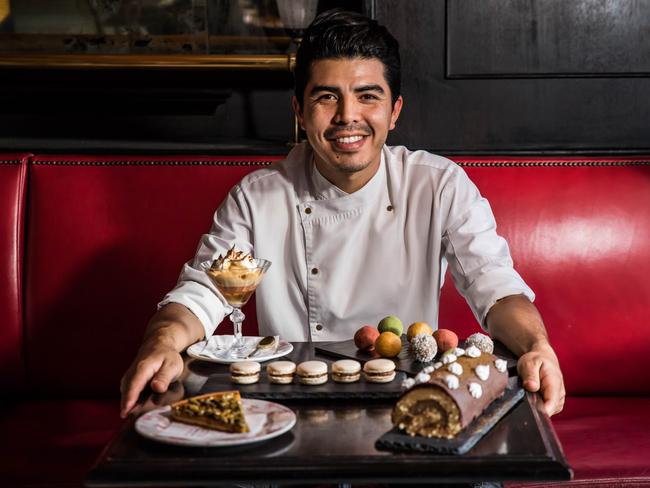 Chef Josue Lopez with his new Christmas treat menu set to debut at Belle Epoque Patisserie, Fortitude Valley.