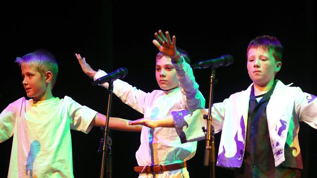 Anglesea Primary School students performing at the Geelong Schools Music and Movement Festival. Picture: Alison Wynd