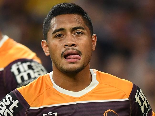 **FILE** Anthony Milford of the Broncos reacts after conceding a try during the Second NRL Elimination Final between the Parramatta Eels and the Brisbane Broncos at Bankwest Stadium in Sydney, Sunday, September 15, 2019. (AAP Image/Joel Carrett) NO ARCHIVING, EDITORIAL USE ONLY