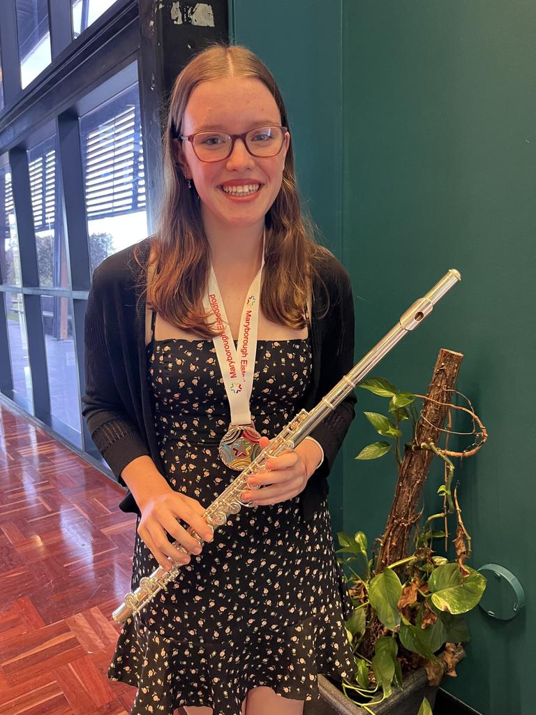 Sarah Humphries playing the flute at the Maryborough Eisteddfod.