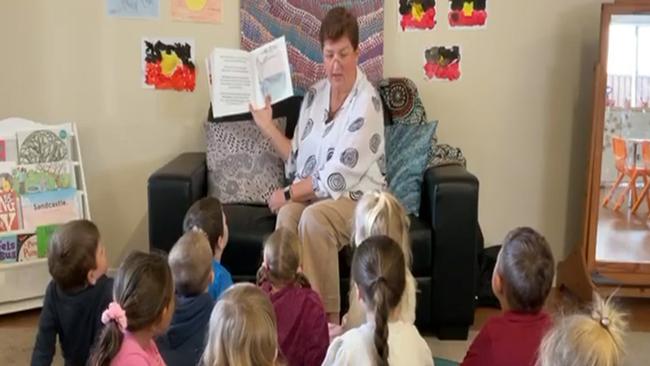 Suzie Carey, Managing Director and early education teacher reading "Saving Rainbows" to children at the Coraki CW Preschool on July 4, 2024. Picture: Supplied