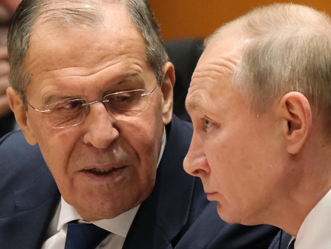 Russian President Vladimir Putin and Russian Foreign Minister Sergey Lavrov. (Photo by Sean Gallup-Pool/Getty Images)