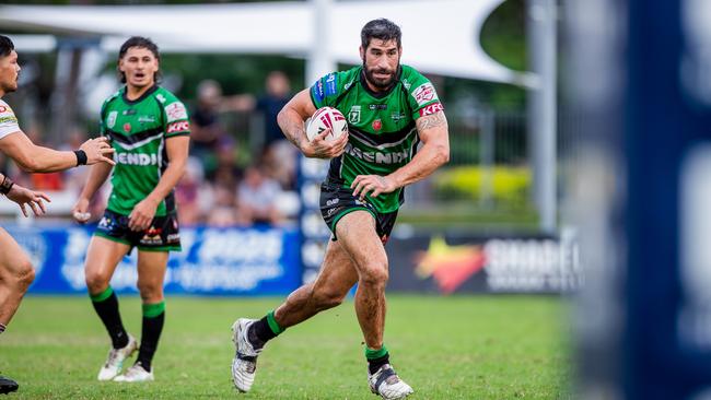 James Tamou takes a carry for the Townsville Blackhawks against the Mackay Cutters on Sunday, March 15, 2025. Picture: Alix Sweeney