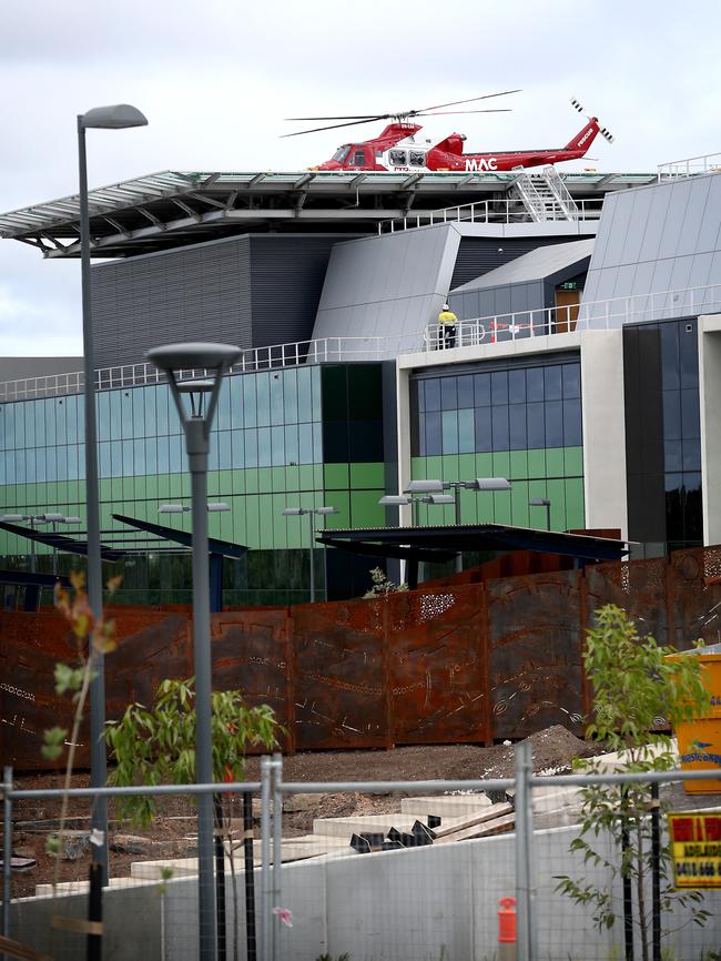 A helicopter tests the helipad at the new RAH. Pic: Mike Burton