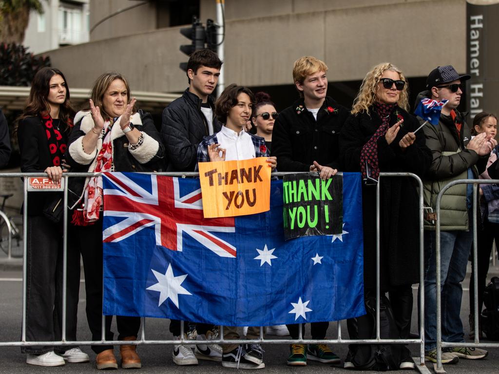 People gather out the front of the Arts Centre. Picture: Diego Fedele