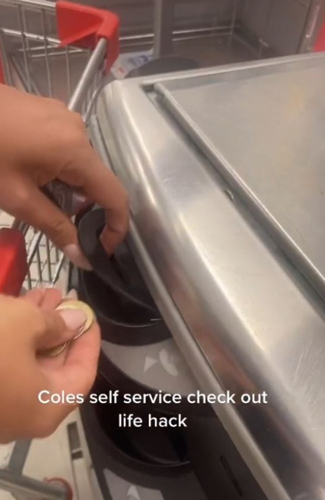 A Coles shopper shared a TikTok video of a coin ‘hack’ which has gone viral. Picture: TikTok