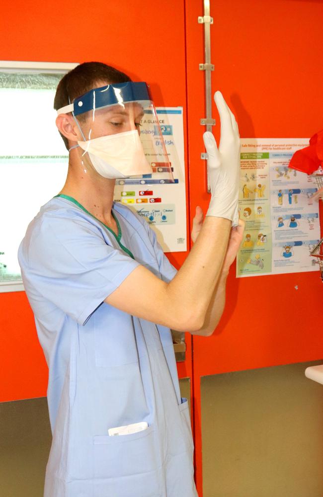 Student In Nursing Matthew Vella working on the Covid-19 Ward at Mackay Base Hospital. Picture: Contributed