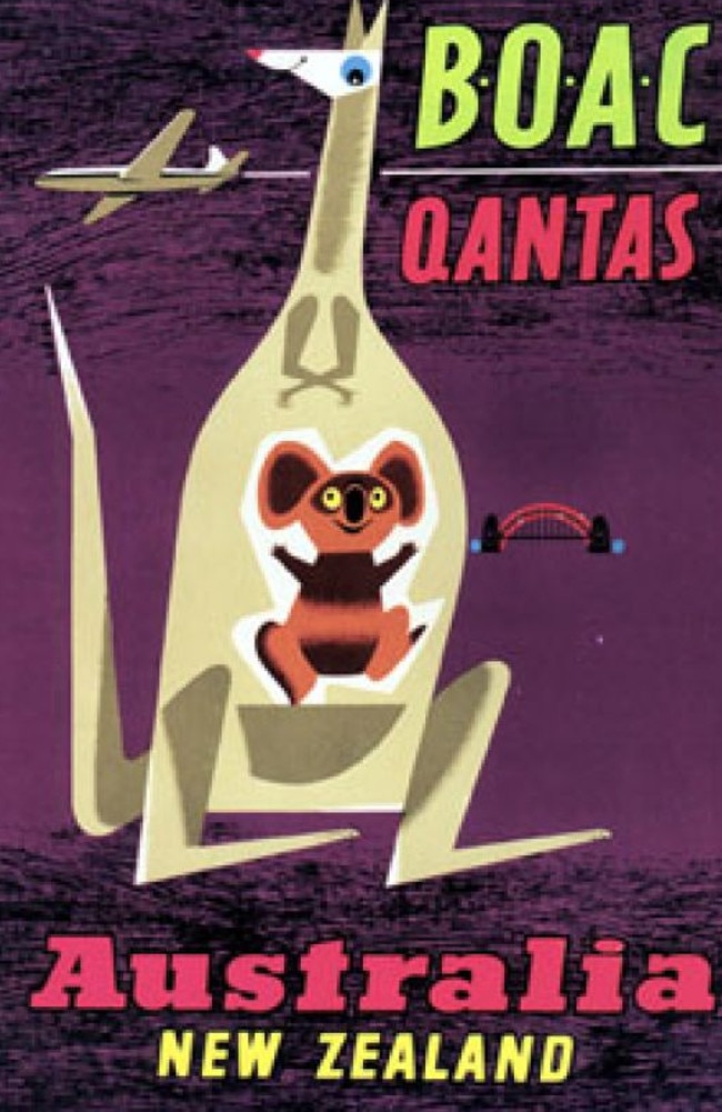 Qantas ads look pretty different today from how they did in 1957. Picture: OldSchoolAds