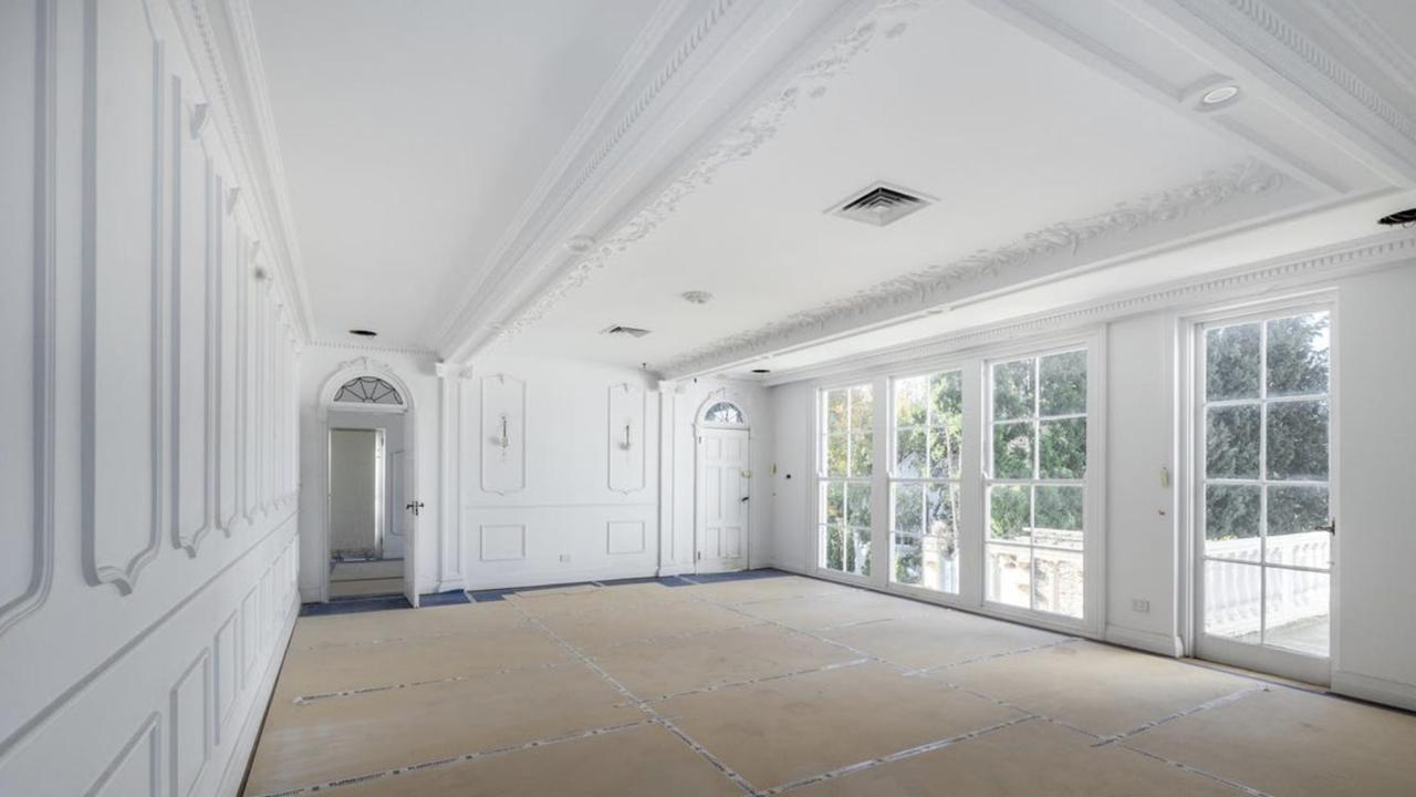 Years of vacancy have left much of the interior stripped back, with boarded floors, exposed plaster and stalled renovations revealing just how far the mansion has fallen, and how much potential remains.