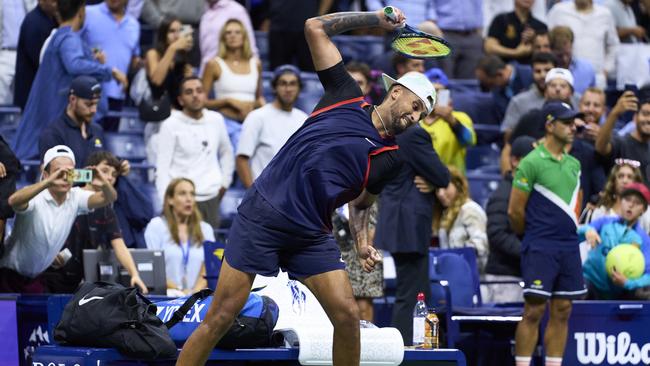 Kyrgios unleashes after losing to Karen Khachanov in the US Open quarter-finals.